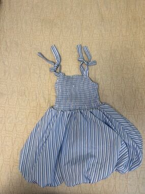 Habitual - Smocked Striped Blue Girls' Sundress with Tie Straps